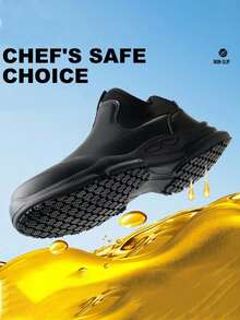 圣诞礼物男女通用厨师鞋，穿脱方便，舒适耐用的厨房靴，皮革鞋面，易于清洁，防滑防水，耐油，适用于专业厨房、食品工厂和医院，防滑耐磨。