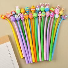 5pcs Easter Bunny & Egg Shaped Gel Pens, Cute Design Neutral Pens In Black Ink, Suitable As School Classroom Awards, Back To School Stationery Gifts (Random Style) - Multicolor - View 1