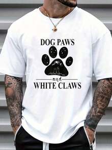 100% Cotton Dog Paws And White Claws - Dog Paw Mom T-Shirt For Men   Street Hip-Hop Style Men's T-Shirt - 白色 - 查看 6