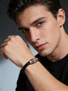 Men String Bracelets - Leather Bracelet - View 2