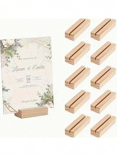 1/5/10pcs Wooden Acrylic Sign Holders, Table Number Card Stands, Display Racks For Cards, Postcards, Business Cards, Suitable For Wedding, Engagement, Bachelor Party, Birthday, Prom, Hotel, New Year