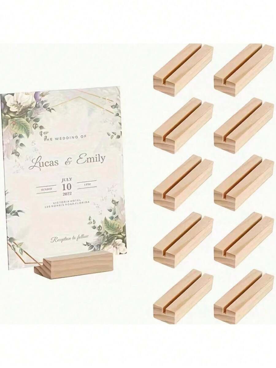 1/5/10pcs Wooden Acrylic Sign Holders, Table Number Card Stands, Display Racks For Cards, Postcards, Business Cards, Suitable For Wedding, Engagement, Bachelor Party, Birthday, Prom, Hotel, New Year - Multicolor - View 1