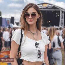 ¡RecomendadoFEISEDY Gafas de sol vintage de piloto cuadradas de metal de moda steampunk para hombres y mujeres B2894¡Top de Temporada - Marco dorado con lente gris degradado - Ver 4