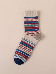 5 Pairs Comfortable Retro Mid-Calf Socks - Multicolor - View 4