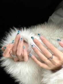 100颗/包迷你平底锆石美甲装饰品，多种形状，包括心形、方形、超闪亮白色微型锆石美甲宝石，流行美甲用品 - 彩色 - 查看 4