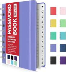 Forvencer Password Book With Individual Alphabetical Tabs, 53"X76" Medium Size Password Notebook, Spiral Password Keeper Book For Senior, Cute Password Manager Logbook For Home Office, Sky Blue - ColorB - View 1