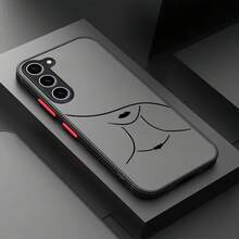 1pc Shock-Proof Matte Skin Minimalist Transparent Hard Case With Artistic Cartoon Lip Print Pattern, Compatible With Apple 12 Pro Max/13 Pro Max, Galaxy A56, Honor X7b, OnePlus 11 - Black - View 3