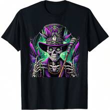 Mardi Gras Costume Sugar Skull Carnival New Orleans Trip T-Shirt - Black - View 1