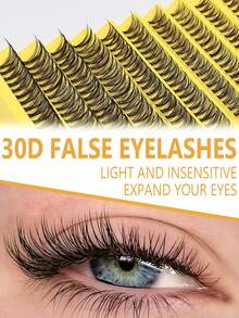 200片装 30D/40D/80D D型卷翘浓密假睫毛套装，DIY假睫毛套装，超浓密黑色假睫毛套装，日常妆容黑色假睫毛套装，D型卷翘浓密假睫毛套装，黑色单片假睫毛套装（200片），8-16mm混合单片假睫毛套装，居家DIY，Rizos D型卷翘浓密假睫毛，迷你旅行DIY睫毛套装，单片假睫毛，假睫毛 - D - 查看 1