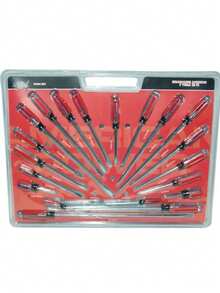 JUEGO DE DESARMADORES 20 PIEZAS MANGO DE PVC PUNTA DE CRUZ Y PLANO - Rojo - Ver 1