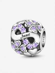 1颗925纯银四叶草诞生石珠，适合DIY手链和女士首饰 - 銀色 - 查看 19