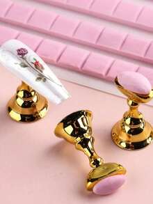 Pink Reusable Clay For Nail Display, Nail Glue Adhesive Clay, Professional Manicure Practice Tool - Apricot - View 1