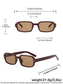 1副女士休闲星形铆钉基础款长方形时尚眼镜，适合假日外出、日常穿搭和节日礼物 - 彩色 - 查看 2