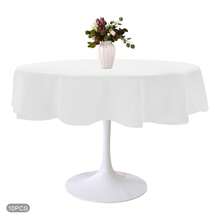 YUNRUX 10 Packs Runde Tischdecke, 90-Zoll-Runde Tischdecke, waschbar Tischdecken Tischabdeckung für Hochzeit Party Bankett - Weiss - Übersicht 9