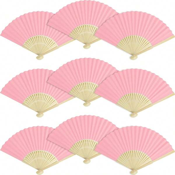 1/5/10/20/30/40 piezas Abanicos de papel rosa plegables, Abanicos de bambú de mano, Abanicos de papel de bambú para damas de honor, Decoración para despedida de soltera, Accesorios fotográficos, Abanicos de papel de bambú portátiles DIY, Decoración para fiesta de cumpleaños, Adecuado para compromiso, graduación, decoración de fiesta de boda, decoración del hogar, dormitorio, comedor, decoración de oficina, accesorios fotográficos para actuaciones