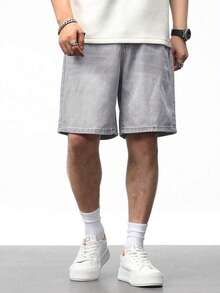 European & American Teenage Boys' Fashionable Casual Style Gray Denim Shorts - Grey - View 3