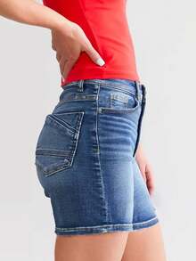 Women's Simple Denim Shorts Classic Denim Blue - Màu xanh lam - Xem 2