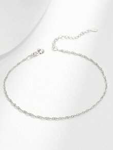1pc S925 Sterling Silver Wave Pattern Anklet, Women's Daily Wear, Perfect Gift For Mother, Sister, Girlfriend, Also Suitable As Christmas Gift - Water Wave Anklet - View 5