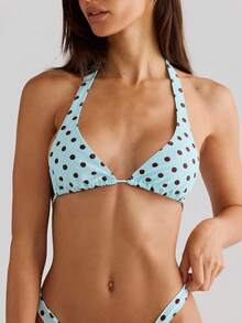 Women's Two Piece Bikini Swimsuit Triangle Top Bathing Suits Back Tie String Cheeky Bikini Sets - Azul - Ver 5