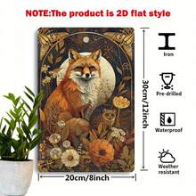 Room Decor 1pc Forest Spirit Fox And Owl Vintage Iron Wall Art, 8x12 Inch Decorative Plaque, Ideal For Home, Living Room, And Nature-Inspired Spaces - White - View 3
