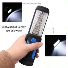 NetHong Rechargeable Work Light Portable LED Multi-Use Magnetic Flashlight With Hanging Hook, Waterproof Work Flashlight For Car Repair Household Blackout And Emergency - Blue - View 3
