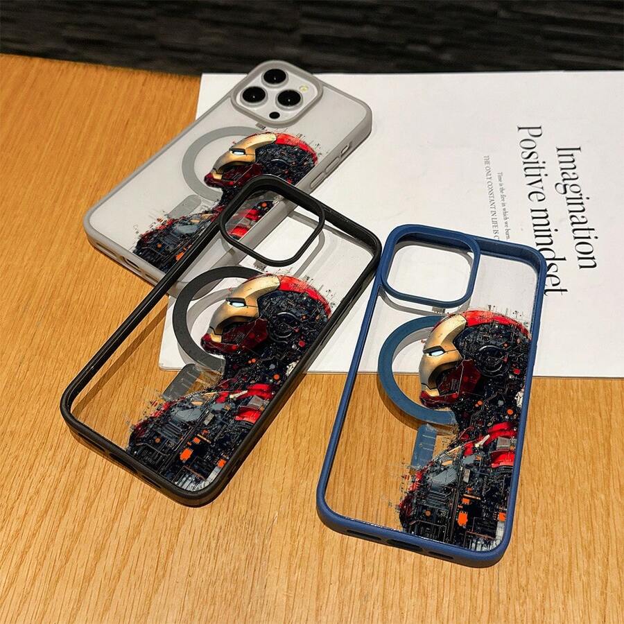 Marvel Patterned Phone Case, Iron Man, , Hulk, Thor, Hawkeye, Black Widow, Thanos, Avengers. Compatible With IPhone 17 ProMax, 17Pro, 17Air, 16, 15, 14, 13, And 12 Pro Models, With Shockproof Protection. A Unique Gift For Marvel Fans, Friends, Birthdays, Holidays, And Special Occasions. Great Gift Option For Anyone Who Loves Superheroes. - Blue - View 1