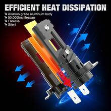 TOAUTO 2 bóng đèn pha LED H7 50W, chip SMD 3570, ánh sáng trắng 6500K, 15000lm, 12V-24V, độ sáng cao dành cho xe cơ giới, quạt 6500K, chế độ ánh sáng ban ngày, đèn lái, đèn xe hơi, dùng cho Acura, Suzuki, Infiniti, Peugeot. - A - Xem 4