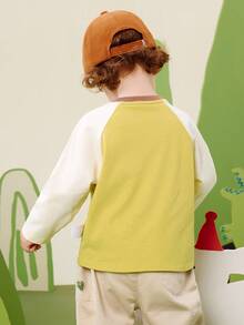 mini bala Baby Boy Contrast Raglan Sleeve Cartoon Print Top - Honey Yellow - View 6