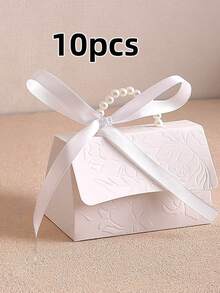 10个粉色珍珠纸礼盒，适合用作婚礼回礼、伴娘礼物、派对礼物，配有丝带，是情人节、新娘送礼会、婴儿送礼会及其他特殊场合的理想礼物。 - 彩色 - 查看 18