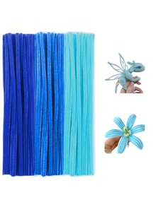 100pcs Premium Soft Flexible Fabric Wig DIY Craft Kit - Assorted Colors. Purple Fluff Handmade Set With 3 Colors, Suitable For Handicraft Decoration And Various Handmade Projects. Twist Stick Set (3 Color Options), Wig Set, Fluffy Sticks, Curved Sticks, Puff Sticks. Suitable For Party Decorations, Gift Packaging And Holiday Handmade Crafts. Large Package, Colorful. - 藍色 - 查看 7