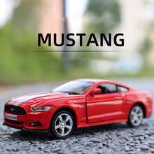 RMZCITY 1:36 比例福特野马合金车模 - 哑光黑/红，金属车身，可开门，摩擦动力，逼真车模，儿童玩具，成人收藏，节日/生日礼物