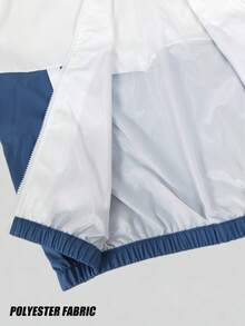 بدلة رياضية للرجال للربيع والخريف مع جاكيت ذات كابوشون، تصميم مطبوع، خصر بسحاب، بنطلون طول الكاحل مناسب للأنشطة اليومية والترفيهية والرياضات الخارجية كالجري والتخييم والتنزه والدراجات، طقم مكون من قطعتين. - الأزرق - مشاهدة 7