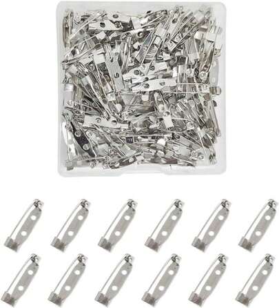 100 Pcs Locking Pins Backs Safety Clasp Brooch, Silver Brooch Clasp Pin, Backs Safety Clasp, For Name Tags, Jewelry Making And DIY Crafts (20MM)