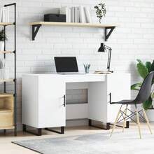 Larryhot Escritorio madera de ingeniería blanco 140x50x75 cm, Fácil de montar, diseño elegante y práctico para organizar, la elección ideal para el trabajo y el almacenamiento en el hogar o la oficina - Blanco - Ver 1