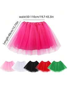 1pc 3Layers Neon 80s Tutu For Women Princess Tutu Skirt Birthday Party Tutu Dress Up Christmas Tutu Skirt Holiday Festival Mardi Gras Costume, Ballet Dress Up For Costume Party And Stage Performance, Festival Performance Dress-Up Skirt, Ballet Dance Performance Costume, Party Gift Valentine's Day Accessories - Hot Pink - View 2