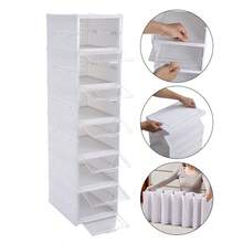 1Pcs 6 Tier Clear Plastic Shoe Storage Box Stackable Foldable Boxes Trainer Organiser - White - View 12