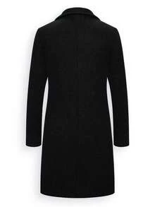 Vintage Style Men's Lightweight Wool Blend Long Coat/Windbreaker, Suitable For Early Spring Season - Black - View 2