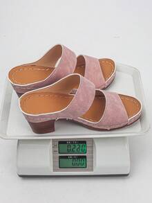 加大码 36-43 欧美风夏季新款时尚露趾大码凉鞋，套脚式粗跟增高女式高跟凉鞋，粉色和棕色 - 粉紅色磨砂 - 查看 9