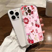Un collage rosa y dulce de amor y . Esta elegante funda es compatible con los modelos  17, 16, 15, 14 Pro Max, 13, 12, 11, XR y XS Plus. Fabricada en silicona TPU, ofrece protección contra golpes y caídas, además de una sensación superior. Es un regalo ideal para familiares, amigos y seres queridos. - transparente - Ver 3