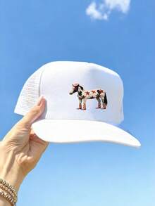 1pc Women's Outdoor Printed Star Mesh Sunhat, Adjustable UV Protection Casual Hat Suitable For Spring/Autumn Travel, Beach, Unisex Y2K Style Sun Hat