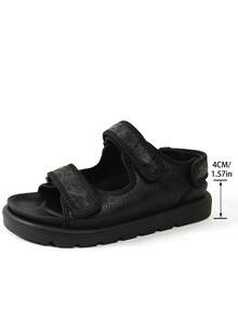 新款女鞋，时尚百搭，舒适厚底，休闲凉鞋，双带增高显瘦防滑，亮片装饰，轻便舒适，休闲百搭，适合日常穿着和通勤。 - 花紋黑 - 查看 8