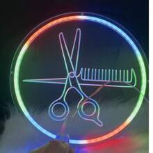 美发沙龙霓虹灯招牌，理发店LED墙面招牌，沙龙装饰，商业招牌，USB供电，颜色变化和流动模式可调 - 五彩繽紛 - 查看 3