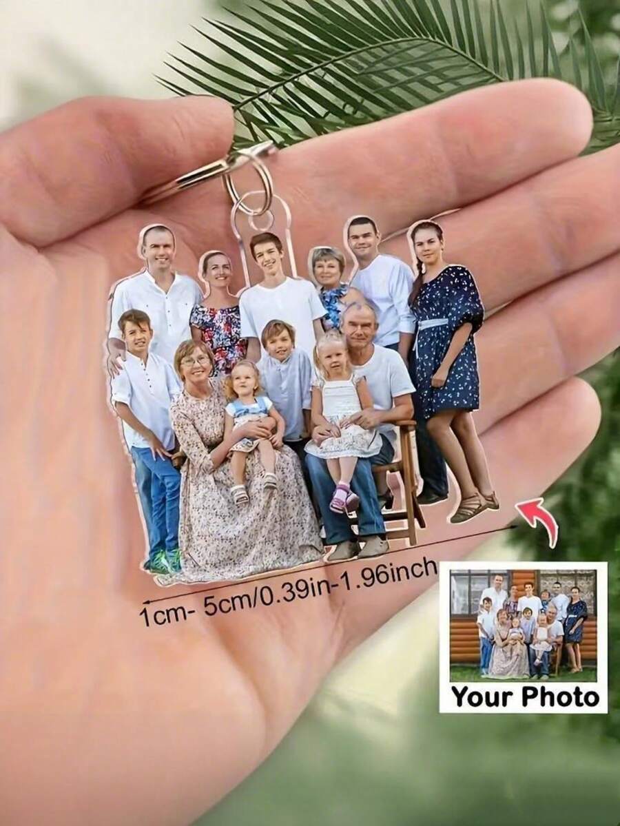 Personalized Photo Keychain With Your Own Picture - Couples Photo Keychain Pendant, Acrylic Photo Keyring, Suitable For Wedding, Anniversary, Gift - Upload Your Own Photo - Multicolor - View 1