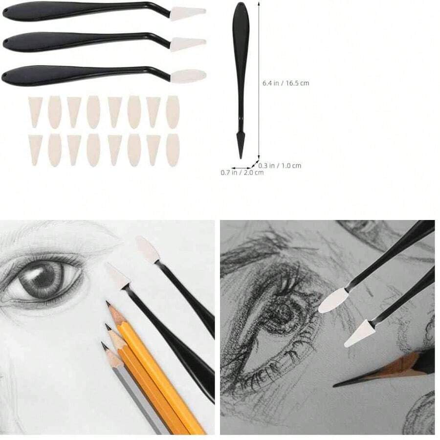 LALAFINA Kit de Herramientas de Dibujo y Bocetos, Tocones de Mezcla, Borrador de Esponja, Lpices de Limpieza y Accesorios para Artistas, Ideal para Estudiantes y Principiantes - como se muestra en la figura - Ver 1