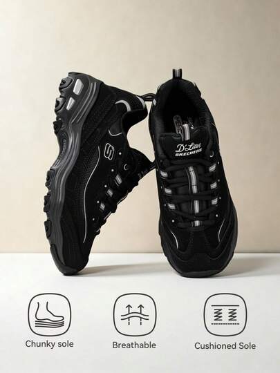 Skechers Zapatillas casuales D'LITES 1.0, zapatos de mujer transpirables y con absorción de impactos, adecuados para el uso diario, talla 37 y superior, se recomienda pedir media talla menos, estilo n.º 66666179-BKW