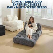 Klappbares Schlafsofa, ausziehbarer Sessel mit Kissen, faltbarer Matratze und Seitentasche, tragbares Klappbett, bequemes Bodensofa für Wohnzimmer und Schlafzimmer - Dunkelgrau - Übersicht 7