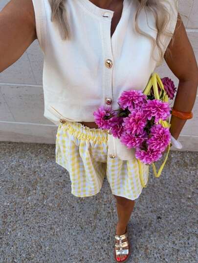 MORI 白色圆领无袖宽松针织开衫，女士春夏新款休闲沙滩度假装，日常时尚优雅简约百搭通勤居家舒适上衣