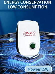 10/5/3/1 Ultra High Frequency Pest Repeller Set, suitable for all types of houses. White model. Ultra High Frequency plug-in device. Used to repel spiders, rats, mosquitoes, cockroaches, mice, rodents, insects, ants, flies. US standard plug 110V. An electronic ultrasonic device for repelling insects. Suitable for indoor household use. Can be used to repel rats, cockroaches, mosquitoes, geckos, flying insects, pests and snakes. Can effectively repel small animals. - Tipo de Enchufe A USA (110-127V) - Ver 6