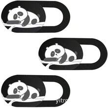 3 Peças Capa Deslizante para Câmera com Estampa de Planta, Gato e Panda para Laptop, Notebook, iPad, iMac Pro, Air, PC, Smartphone, Tablet, Acessórios Fofos de Proteção de Privacidade, À Prova d'Água e à Prova de Choque - Multicolorido - Visão 8