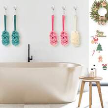 Back Scrubber For Shower Loofah On A Stick As Shower Brush Exfoliating Body With Long Handle Loofah Sponge Mens Loofah Bathing Accessories For Women 2Pack Blue (2Pack Blue) - Pink White and Green - View 7